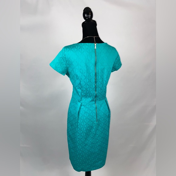 Turquoise Blue Dress 100% Cotton Short Sleeve Size 12 - Picture 4 of 8
